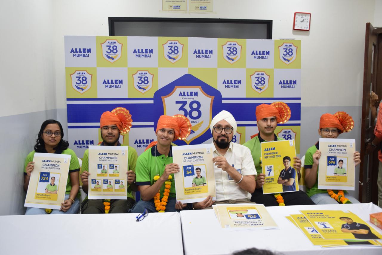 AIR-34 to Raushmit of Allen Classroom Mumbai - 4 students from Allen Mumbai in 1000